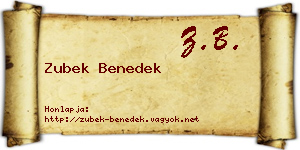 Zubek Benedek névjegykártya