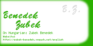 benedek zubek business card